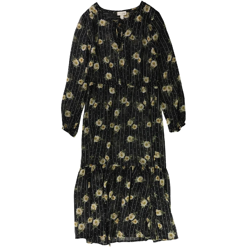 Instant Savings maison Jules Womens Floral Midi Dress, Black, Medium