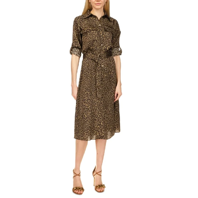 Bargain Alert Michael Kors Women's Cheetah Print Midi Utility Dress Green Size X-Large Bargain Alert Michael Kors Women's Cheetah Print Midi Utility Dress Green Size X-Large