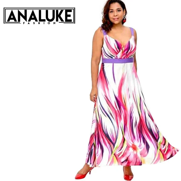 Weekend Bargain Shopping Multi Color Abstract Print Maxi Dress