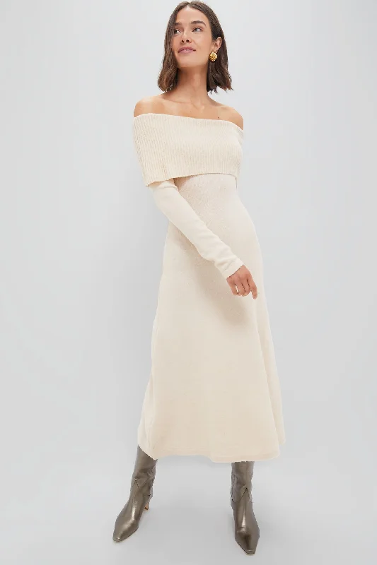 Weekend Only Deals Oatmeal Off the Shoulder Maxi Dress