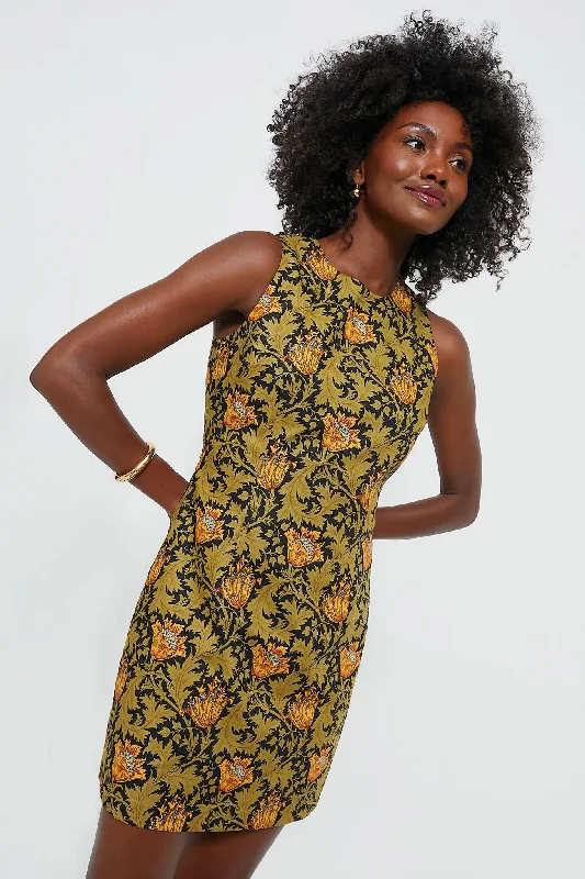 Weekend Exclusive Bargains Olive Leafy Floral Lennon Mini Dress