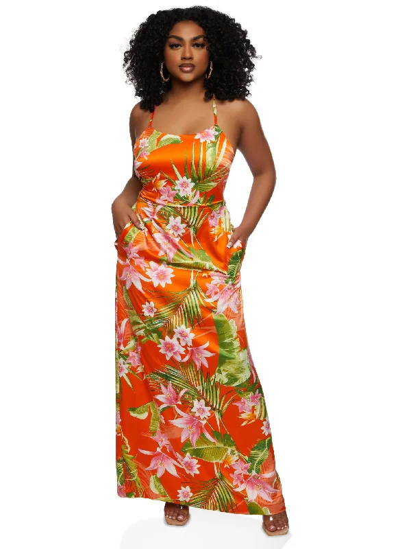 Flash Shopping Deal Haute Monde Tropical Print Cami Maxi Dress