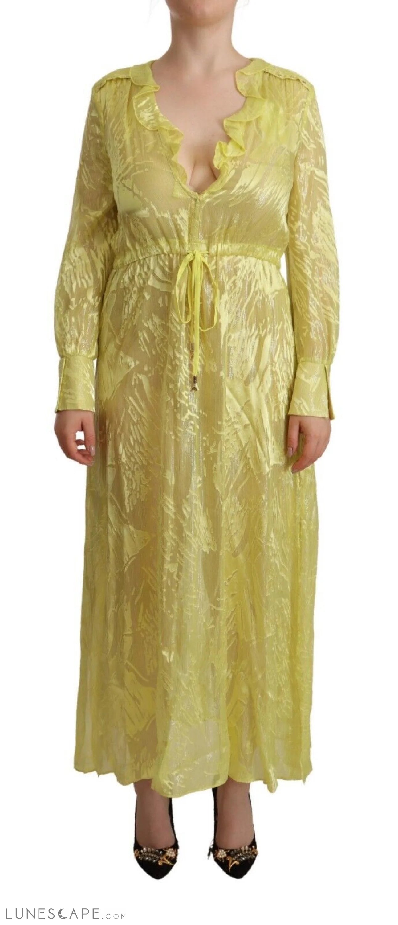 Shop More, Save More Patrizia Pepe Sunshine Silk Blend Maxi Dress - Long Sleeves & Plunge