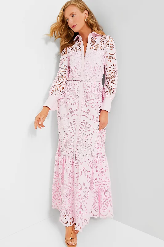 Weekend Only Sale Pink Cotton Lace Maxi Dress