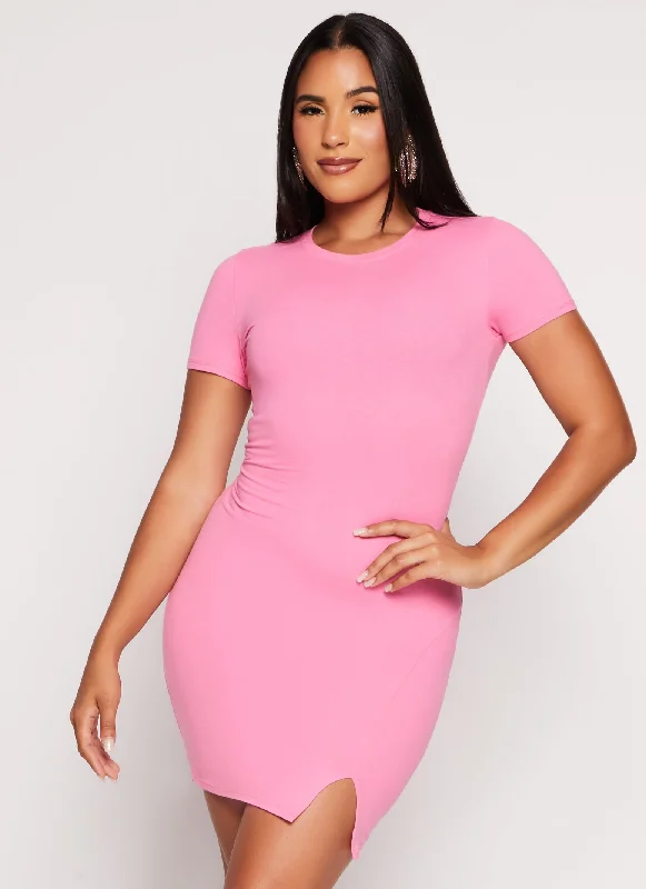 Weekend Steals and Deals Side Slit T Shirt Mini Dress