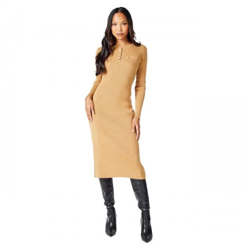 Massive Discounts Principles Womens/Ladies Knitted Ribbed Button Detail Midi Dress