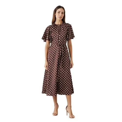 Weekend Flash Markdown Principles Womens/Ladies Spotted Keyhole Midi Dress
