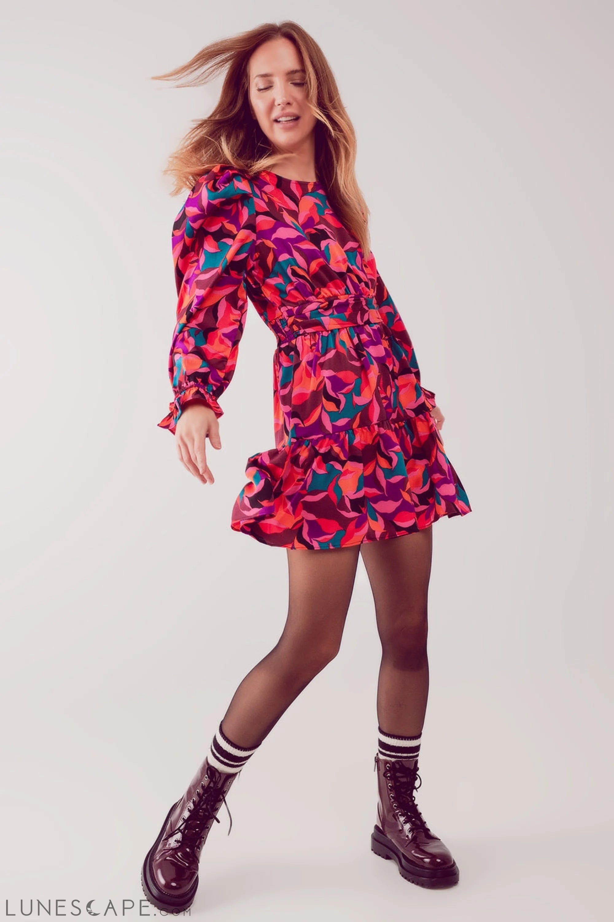 Weekend Offers You Love Puff Sleeve Mini Dress in Fuchsia