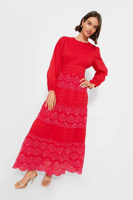 Last Chance Sale Red Eyelet Lola Maxi Dress