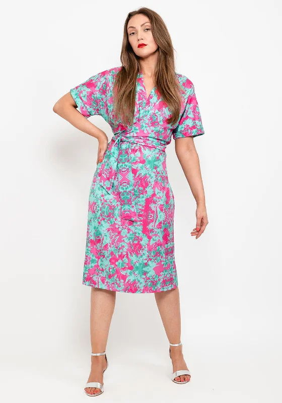 Weekend Sale Extravaganza Rena by Coco Doll Paris Midi Dress, Pink & Green