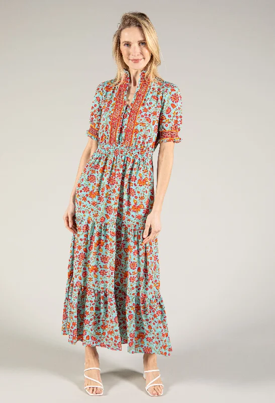 Savings Galore Ruffle Neckline Floral Maxi Dress