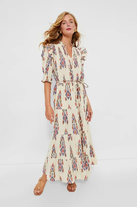 Price Cut Alert Sanford Cream Cinched Pintuck Maxi Dress