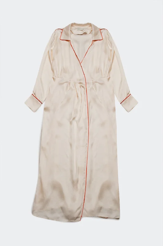 Sale of the Year Satin Wrap Front Maxi Dress in Cream Satin
