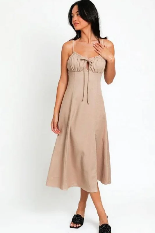 One-Day Sale Tasha Apparel Flare Front Tie Front Slit Midi Dress