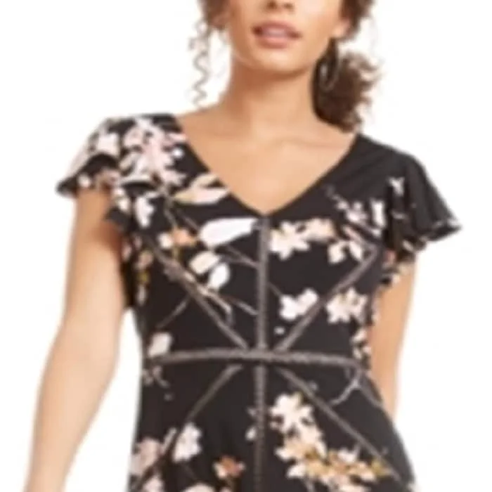 Shop & Save Big Taylor Women's Crochet Trim Midi Dress Black Size 4