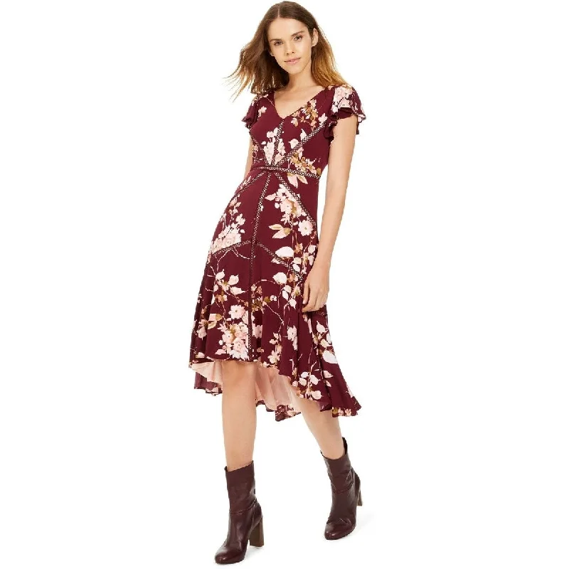 Weekend Price Drop Frenzy Taylor Women's Crochet-Trim Midi Dress Wine Size 4