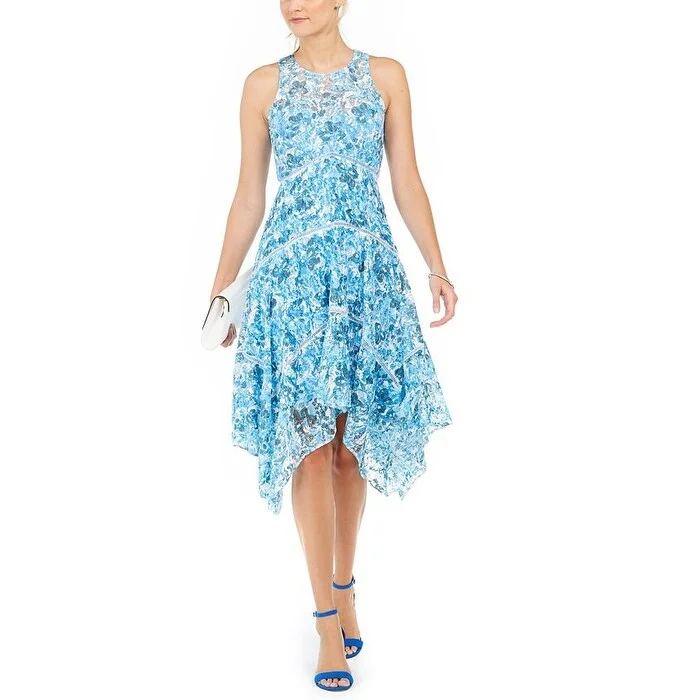 Unmissable Deals Taylor Women's Floral Lace MIDI Dress Blue Size 14