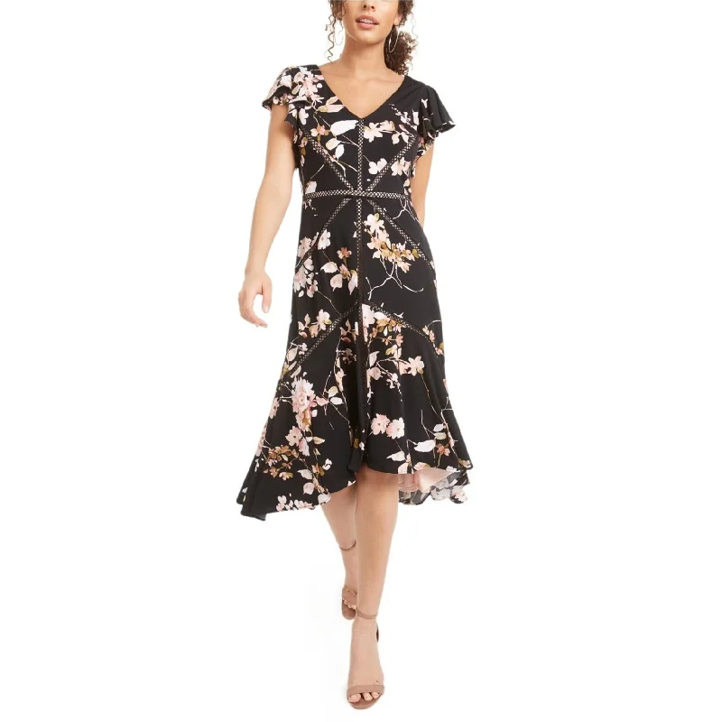 Shop More, Save More Taylor Womens Floral Midi Dress, Black, 2