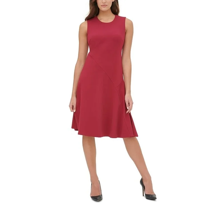 Massive Price Cuts Tommy Hilfiger Women's Sleeveless Jewel Neck MIDI Shift Dress Red Size 18