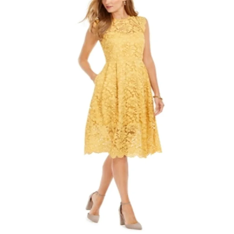 Hot Picks Vince Camuto Women's Lace Midi Dress Yellow Size 10