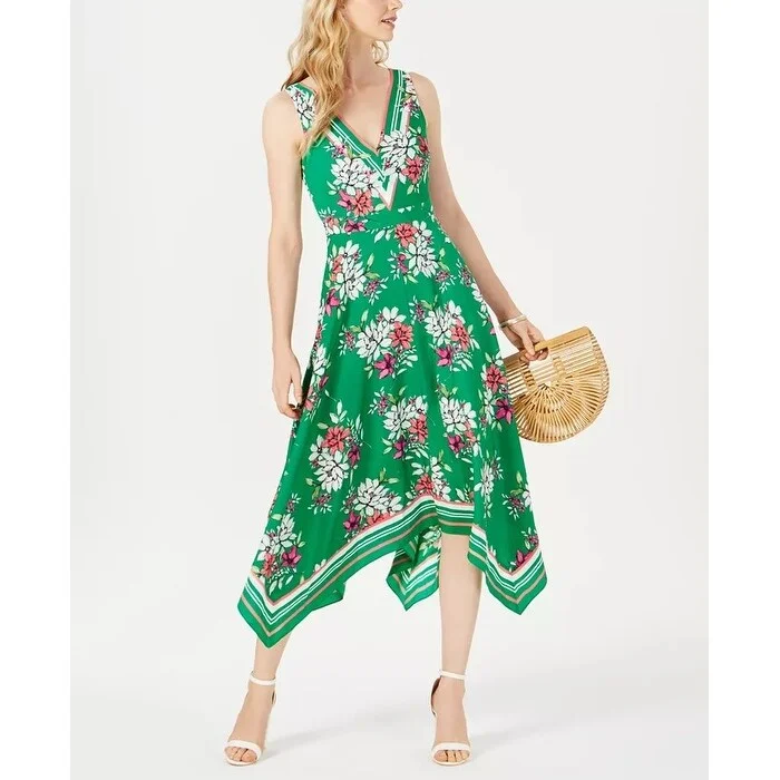 Weekend Deal Fest Vince Camuto Women's Sleeveless Handkerchief Midi Dress Green Size 16 Weekend Deal Fest Vince Camuto Women's Sleeveless Handkerchief Midi Dress Green Size 16