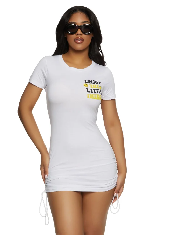 Limited-Time Discount Enjoy The Little Things Graphic T Shirt Mini Dress