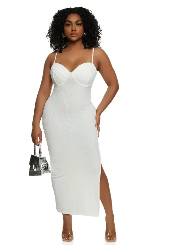 Massive Sale Event Haute Monde Ribbed Knit Bustier Maxi Dress