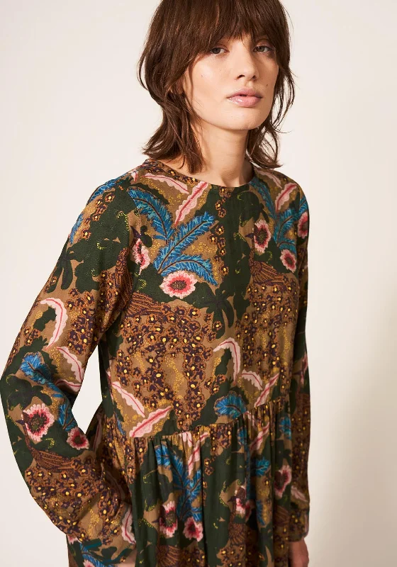 Weekend Super Sale White Stuff Elisa Printed Midi Dress, Green Multi