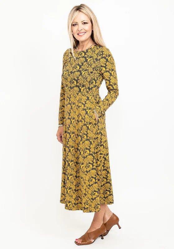 Weekend Offers Galore White Stuff Madeline Peacock Print Midi Dress, Chart Multi