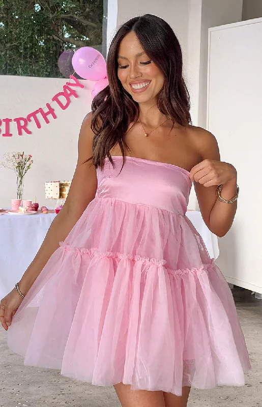 Get It Now Abigail Pink Strapless Mini Dress