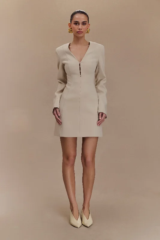 Best Price Ever Arora Suiting Blazer Dress With Pleating - Sand