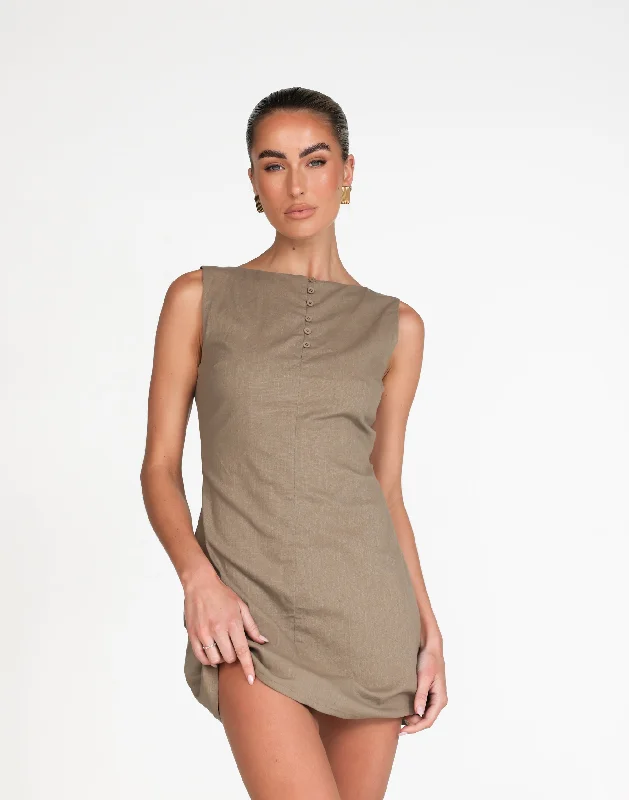 Basira Mini Dress (Mushroom)