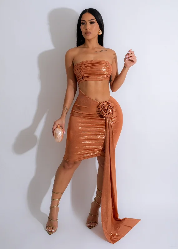 Weekend Deal Fever Been Like This Metallic Ruched Mini Dress Gold