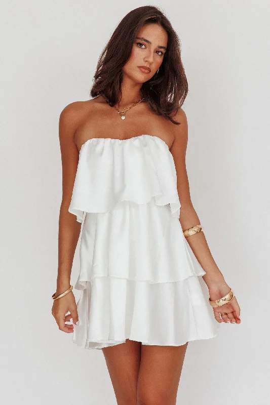 Weekend Exclusive Discounts Behati Tiered Layer Strapless Dress White