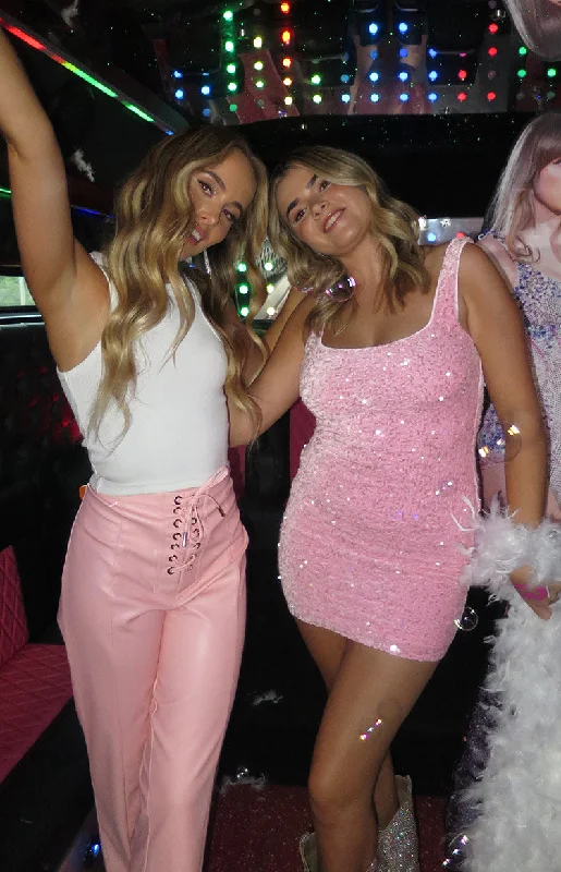 Special Shopping Event Charming Pink Sequin Mini Dress