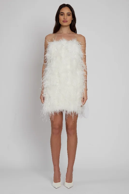 Massive Price Cuts Cloud Feather Mini Dress - White