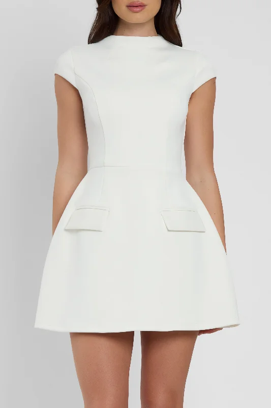 Weekend Deals Galore Cote Cap Sleeve Pocket Mini Dress - White
