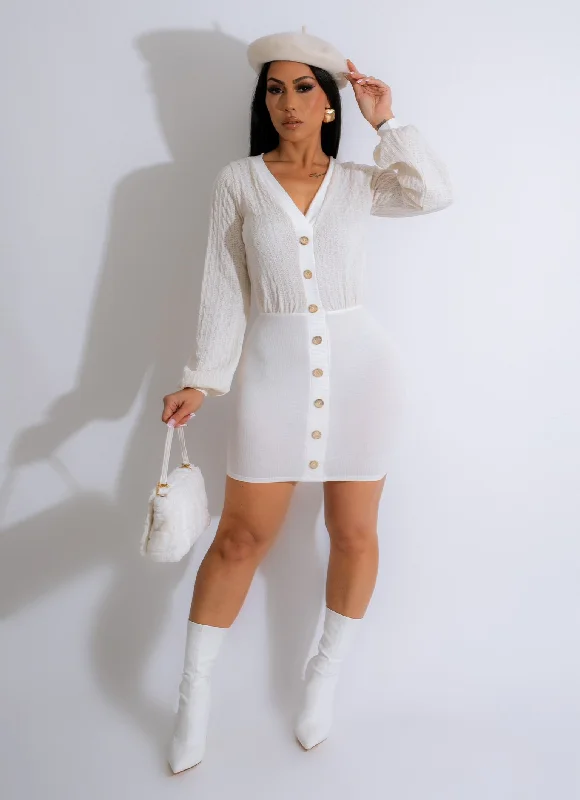 Shop & Save More Cozy Day Knitted Mini Dress White