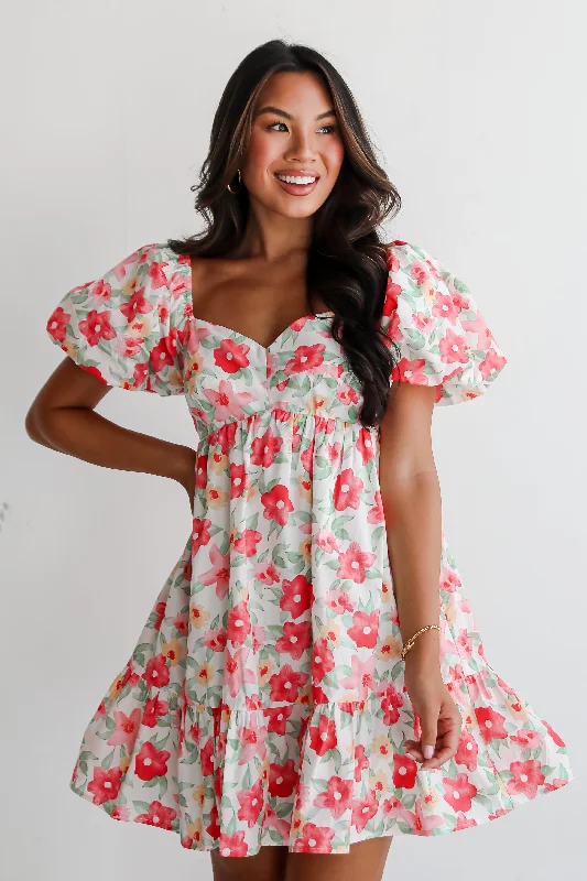 Weekend Price Drop Frenzy FINAL SALE - Cutest Design White Floral Babydoll Mini Dress