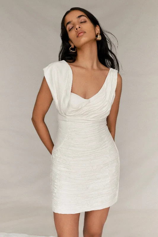 Flash Discounts Farrah Structured Draped Mini Dress - White