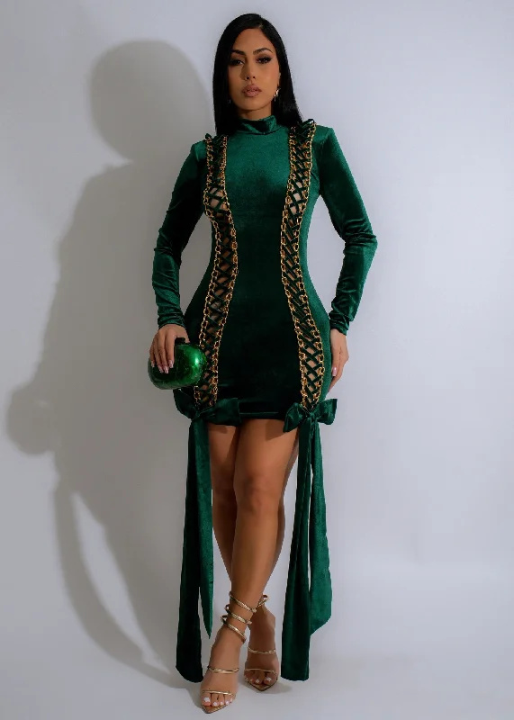 Fierce Embrace Velvet Mini Dress Green