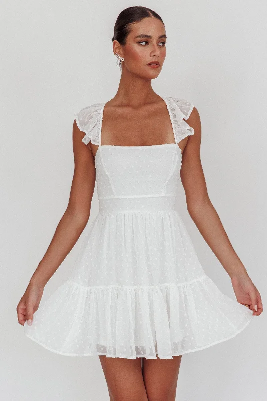 Limited Stock Franki Strappy Back Mini Dress Hail Spot White