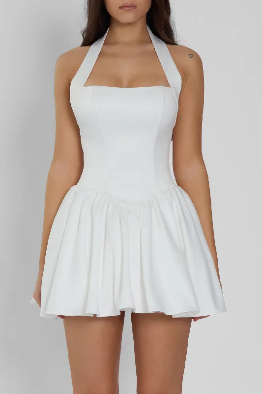 Weekend Mega Sale Event Hyades Halter Corset Mini Dress - White