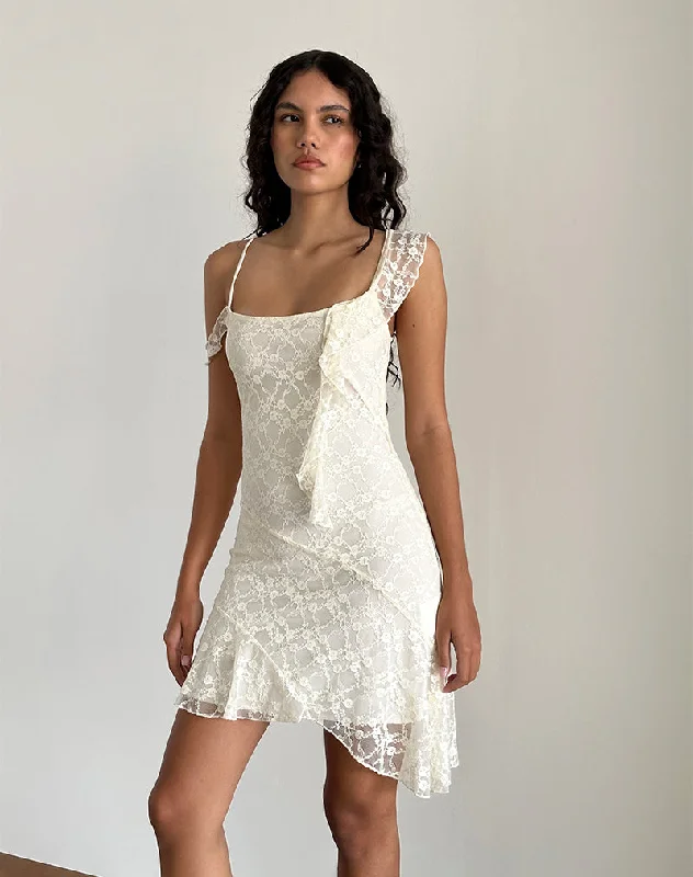 Crazy Price Cuts Jati Mini Dress in Off White Canina Rose Lace