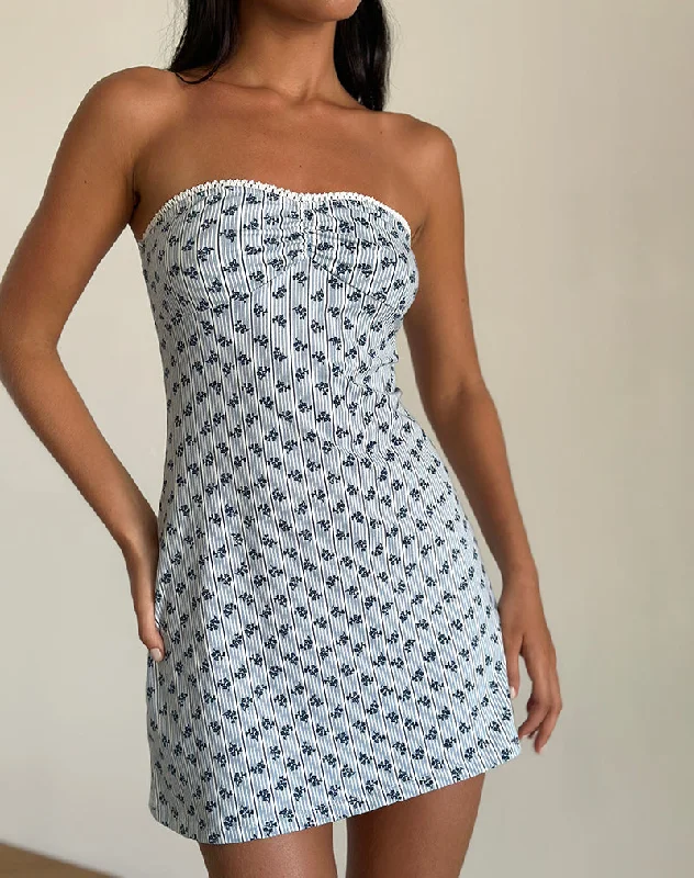 Grab It Now Javaya Bandeau Mini Dress in Floral Stripe