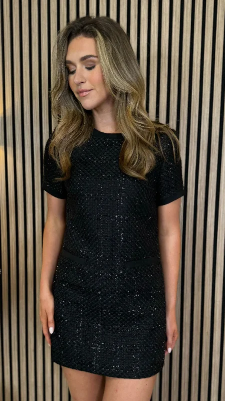 Flash Discounts Karleen Black Tweed Glitter Detail Dress