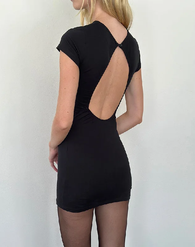 Weekend Hot Picks Kyuki Mini Dress in Black Lycra