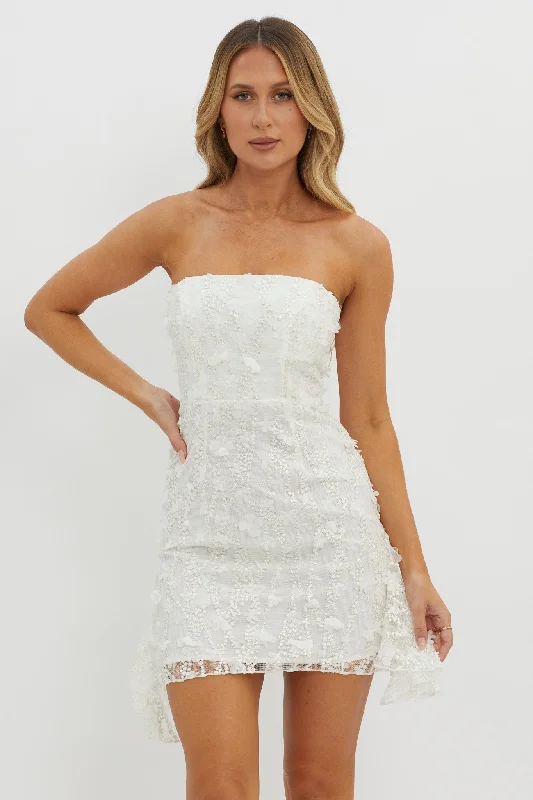 Lacynda Strapless Embellished Mini Dress White