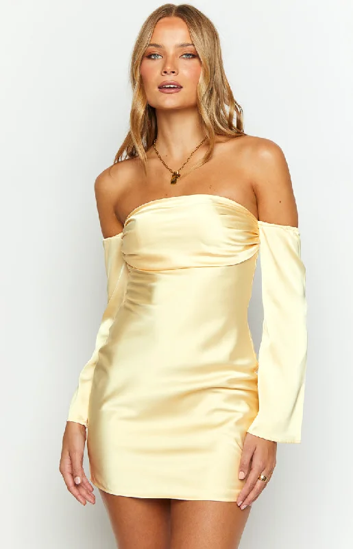 Shop & Save Instantly Lita Yellow Satin Mini Dress