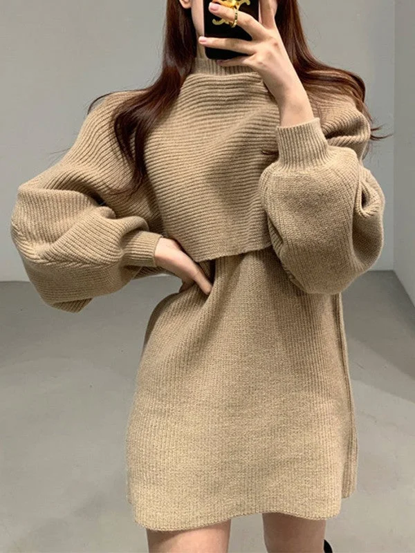 The Big Clearance Long Sleeve Crop Top & Sweater Dress Set